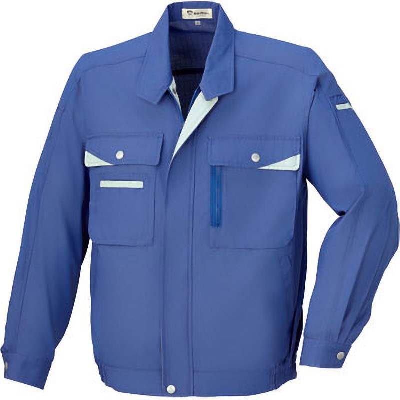7002 DAIRIKI 長袖ブルゾン 07002 大川被服 混率(%):ポリエステル80・綿20 ブルー色 S着丈56cm