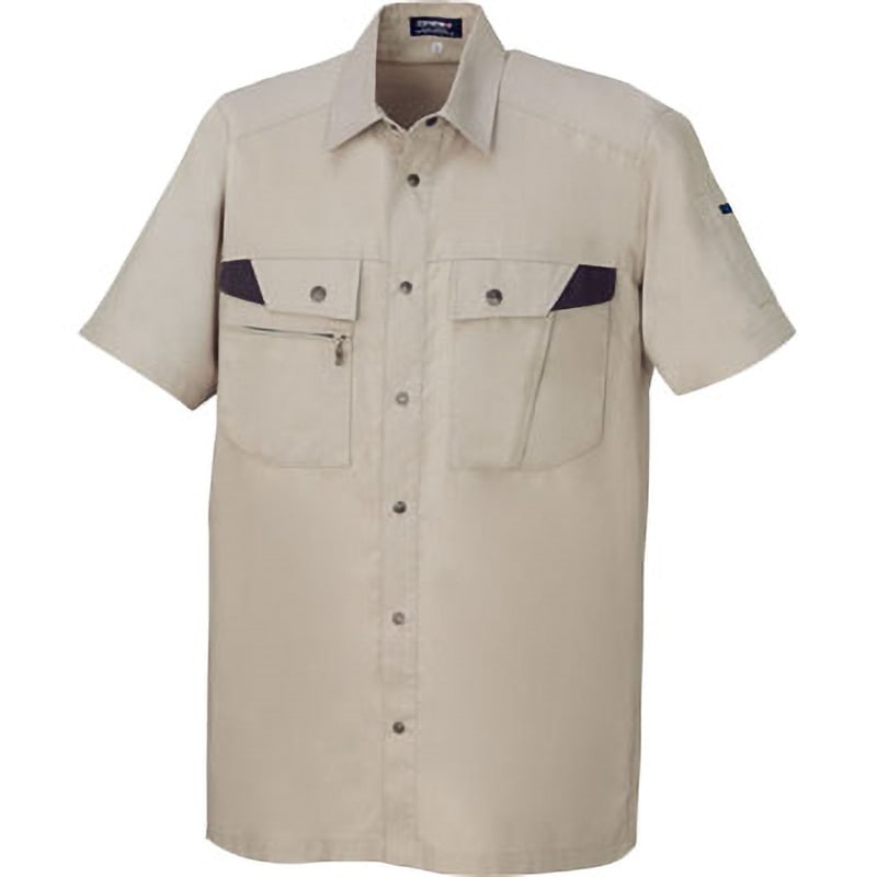 18003 DAIRIKI 半袖シャツ 18003 大川被服 ベージュ色 サイズS着丈71cm