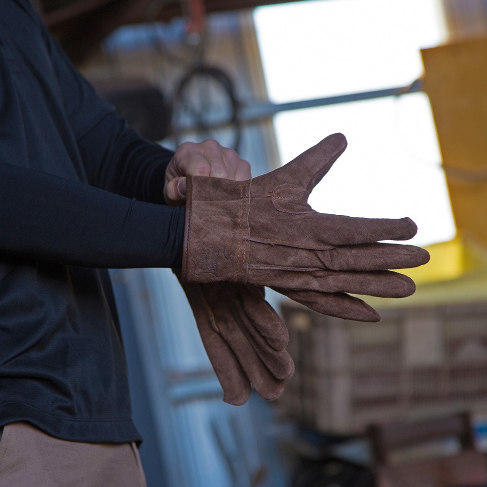 KS445 オイルブラウン背縫イ ユニワールド 牛床革製 1双入 サイズL