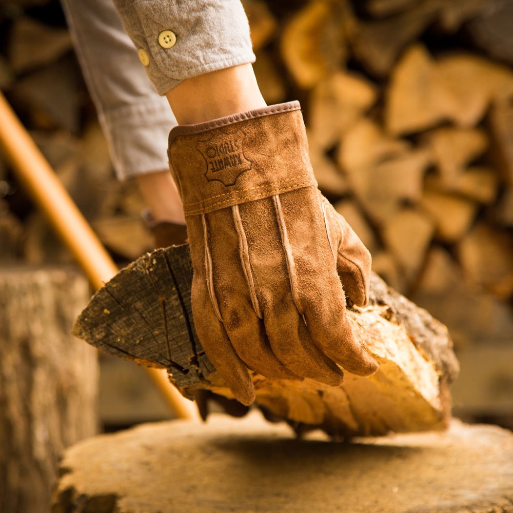 KS445 オイルブラウン背縫イ ユニワールド 牛床革製 1双入 サイズL