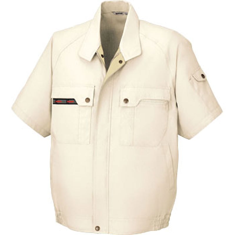 30201 Kansai 半袖ブルゾン 30201 大川被服 混率(%):ポリエステル60・綿40 アイボリー色 S着丈58cm