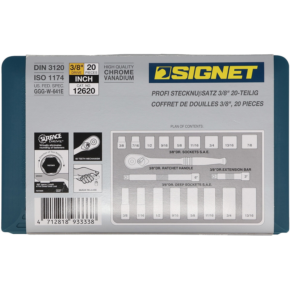 12620 3/8DR インチ ソケットレンチセット 1セット(20個) SIGNET