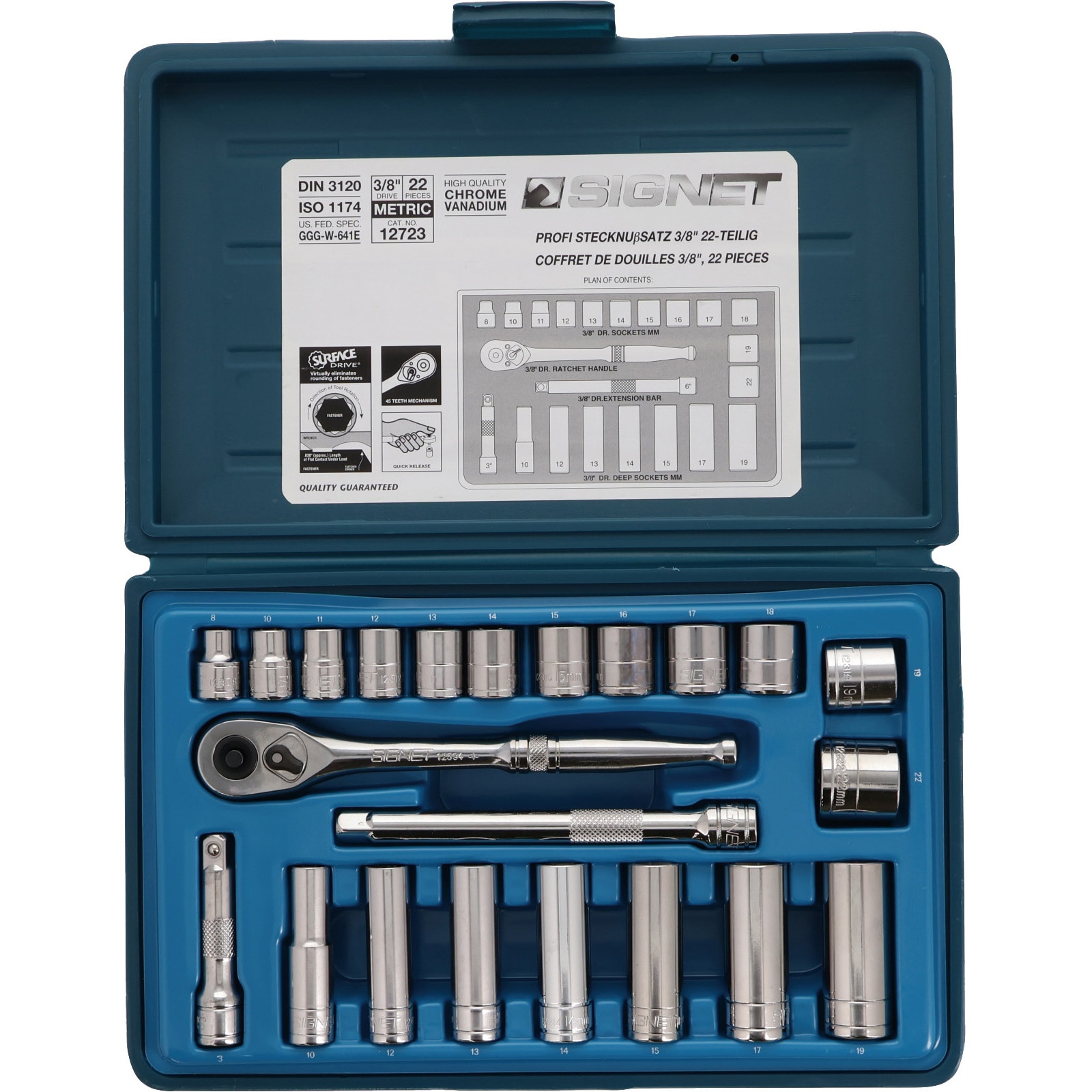 - A -（8点） 12723 3/8DR MM ソケットレンチセット 1セット(22個) SIGNET