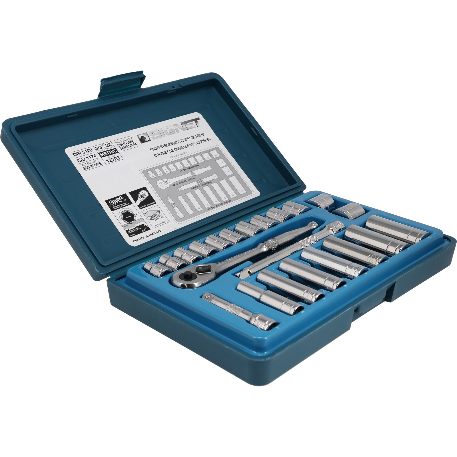 12723 3/8DR MM ソケットレンチセット 1セット(22個) SIGNET