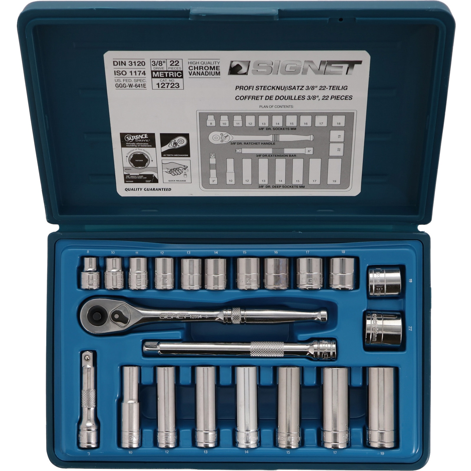 12723 3/8DR MM ソケットレンチセット 1セット(22個) SIGNET