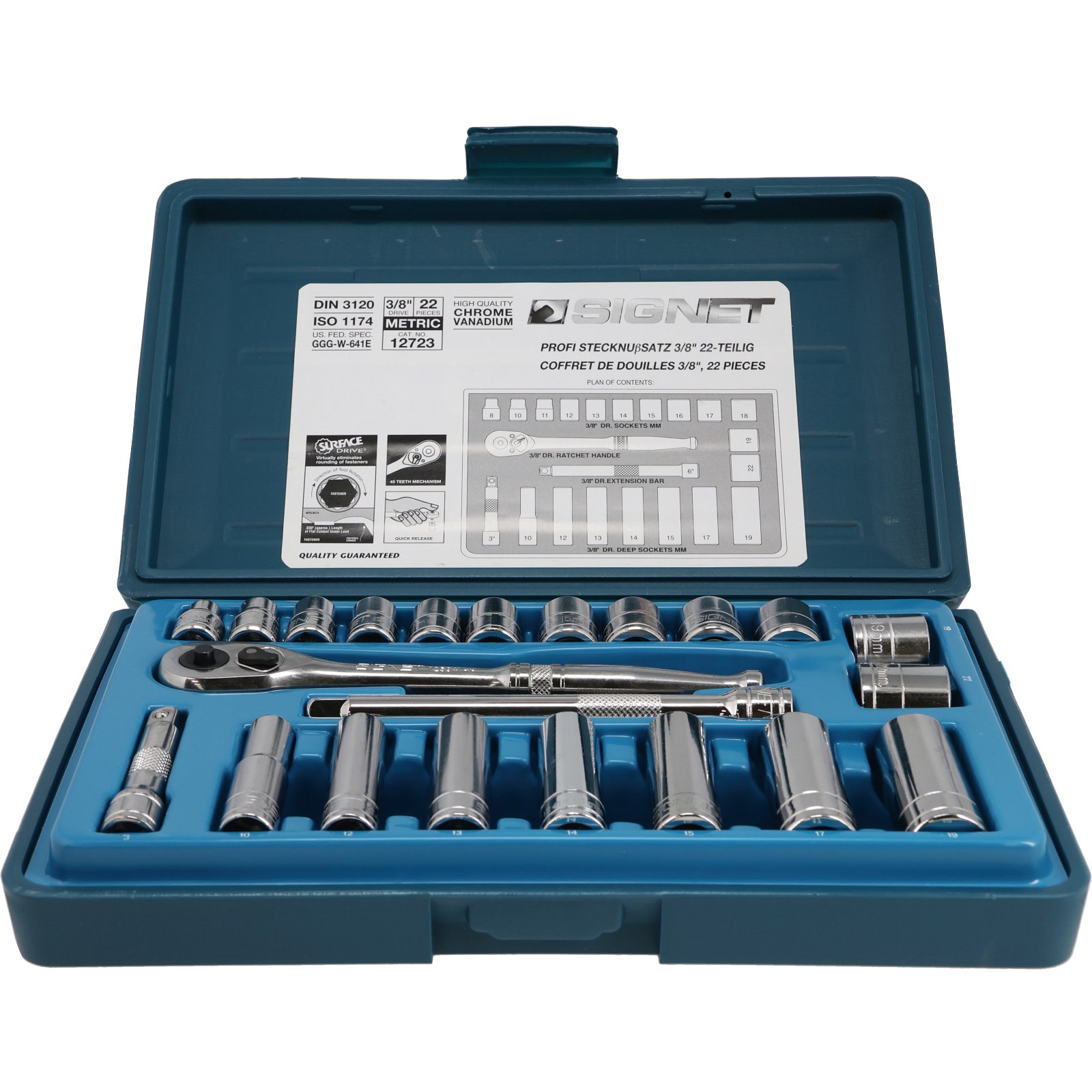 12723 3/8DR MM ソケットレンチセット 1セット(22個) SIGNET