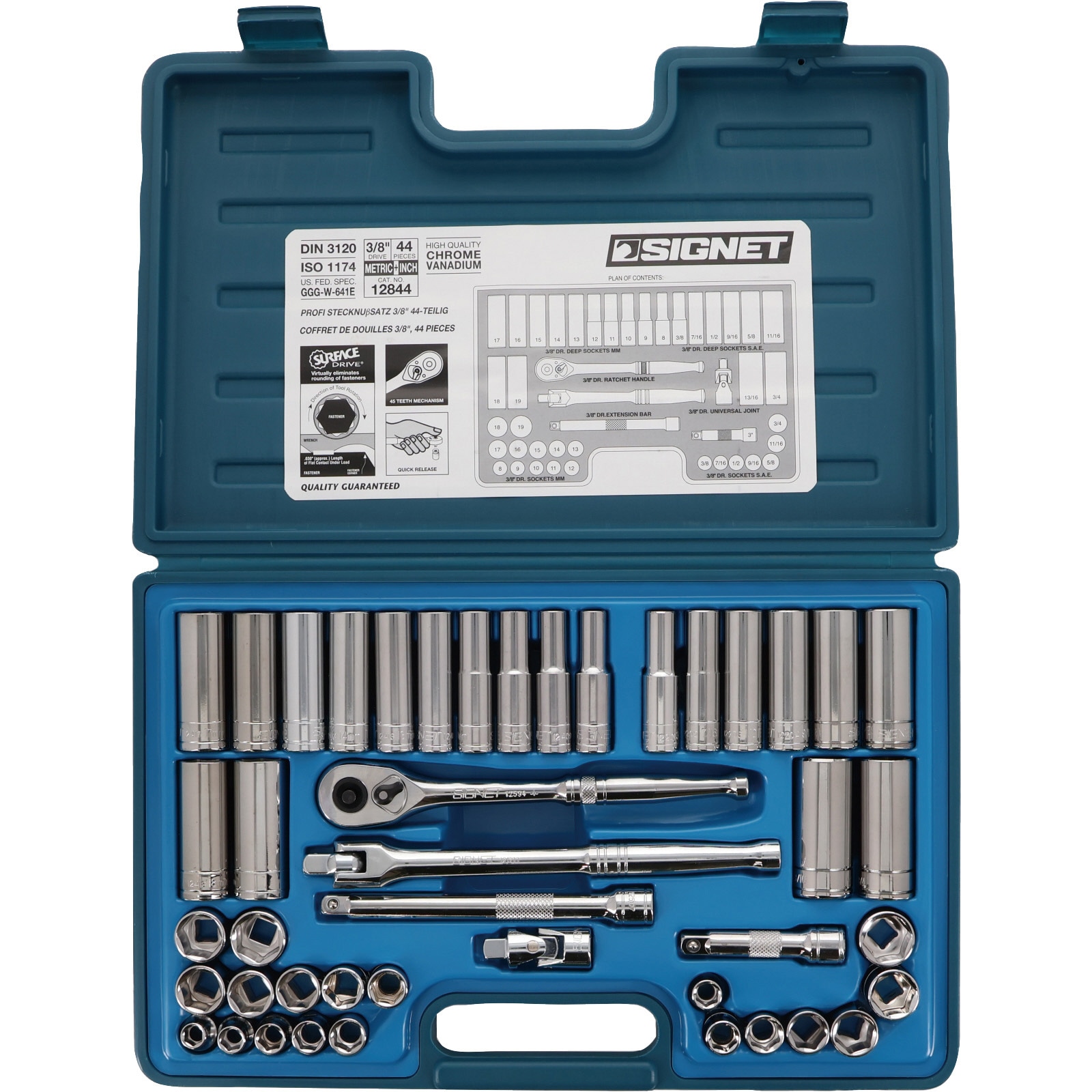 12844 3/8DR MM・インチ ソケットレンチセット 1セット(44個) SIGNET