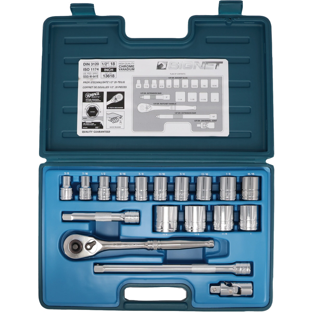 エクスペ品　2本セット 13618 1/2DR インチ ソケットレンチセット 1セット(18個) SIGNET