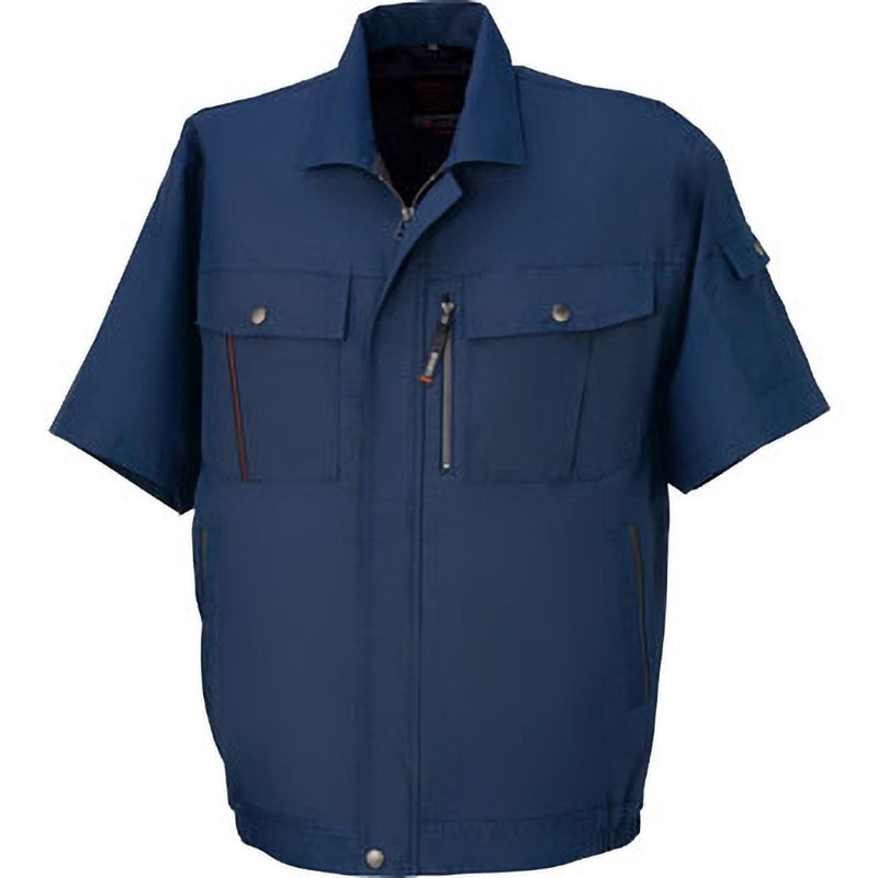 40401 Kansai 半袖ブルゾン 40401 大川被服 交織トロ(帯電防止糸混入) ネイビー色 SS着丈55cm