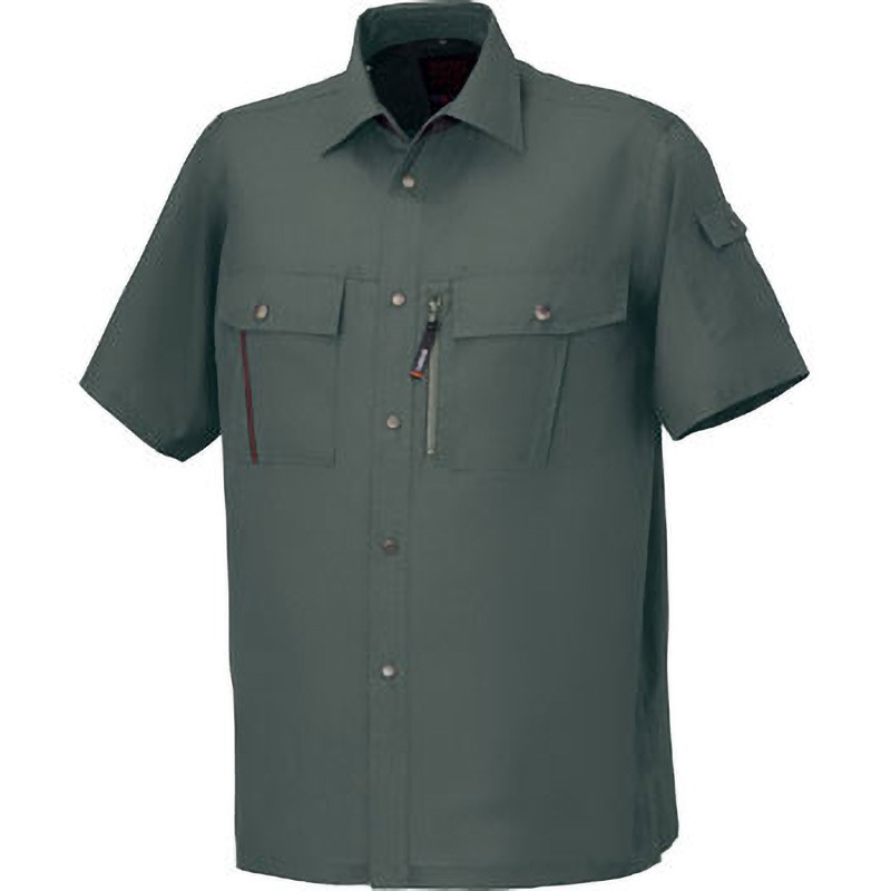 40403 Kansai 半袖シャツ 40403 大川被服 交織トロ(帯電防止糸混入) モスグリーン色 サイズSS着丈68cm