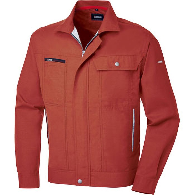 70012 Kansai 長袖ブルゾン 70012 大川被服 混率(%):ポリエステル80・綿20 エンジ色 S着丈59cm