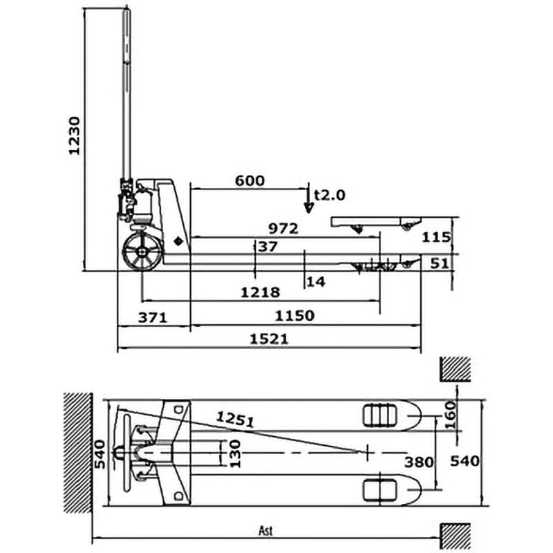 HP-2000-LOW ハンドパレットトラック 薄型低床タイプ 1台 モノタロウ 【通販モノタロウ】