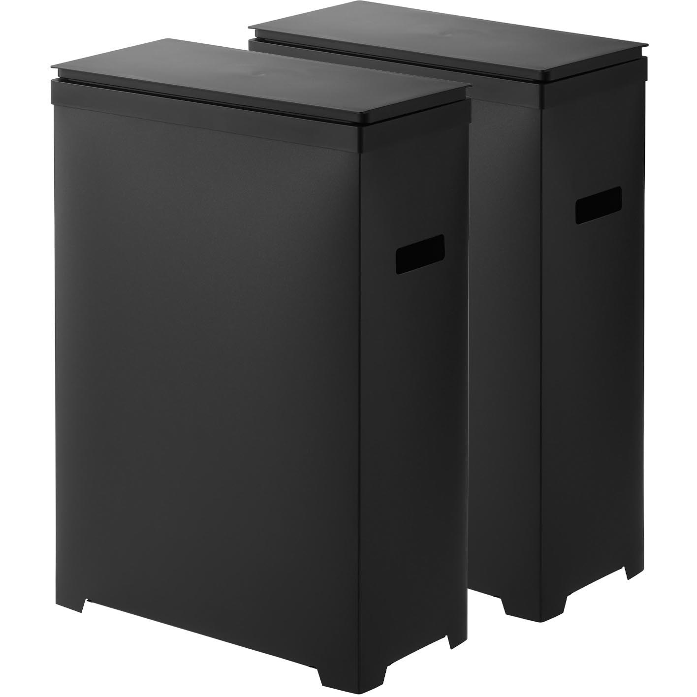 1527 スリム蓋付きゴミ箱 タワー 横開きタイプ 2個組 ブラック 1個 山崎実業 【通販モノタロウ】