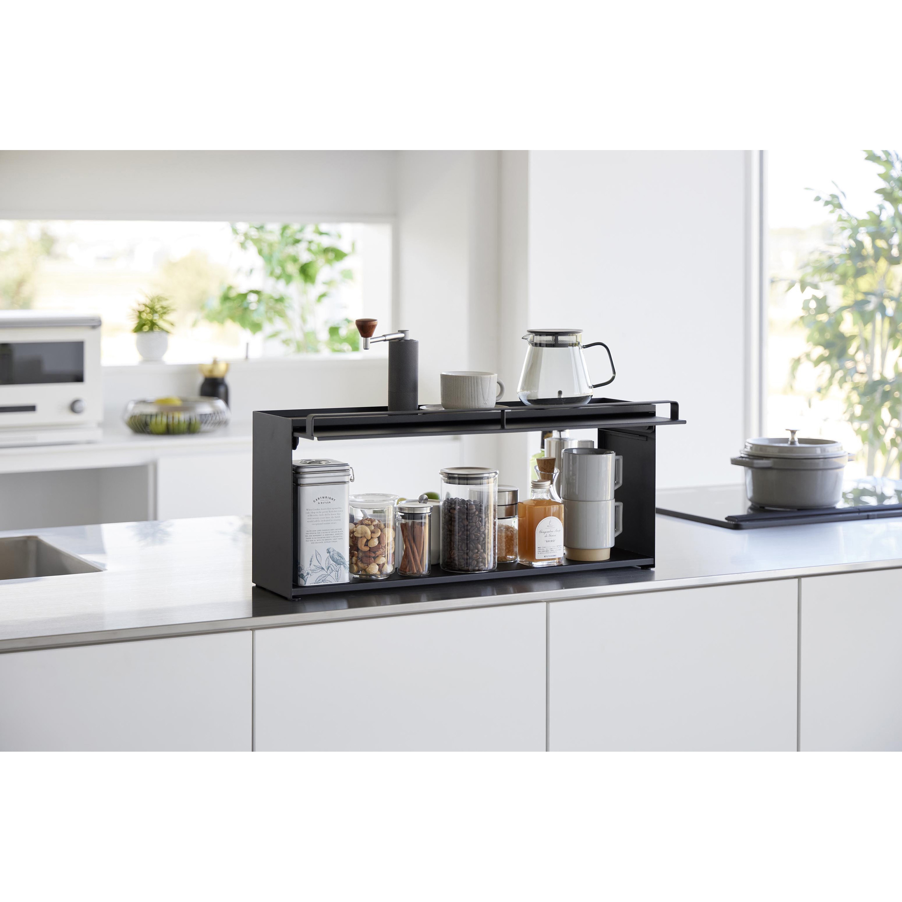 山崎実業(Yamazaki) キッチン カウンター上 棚 ブラック W90×D1 山崎  