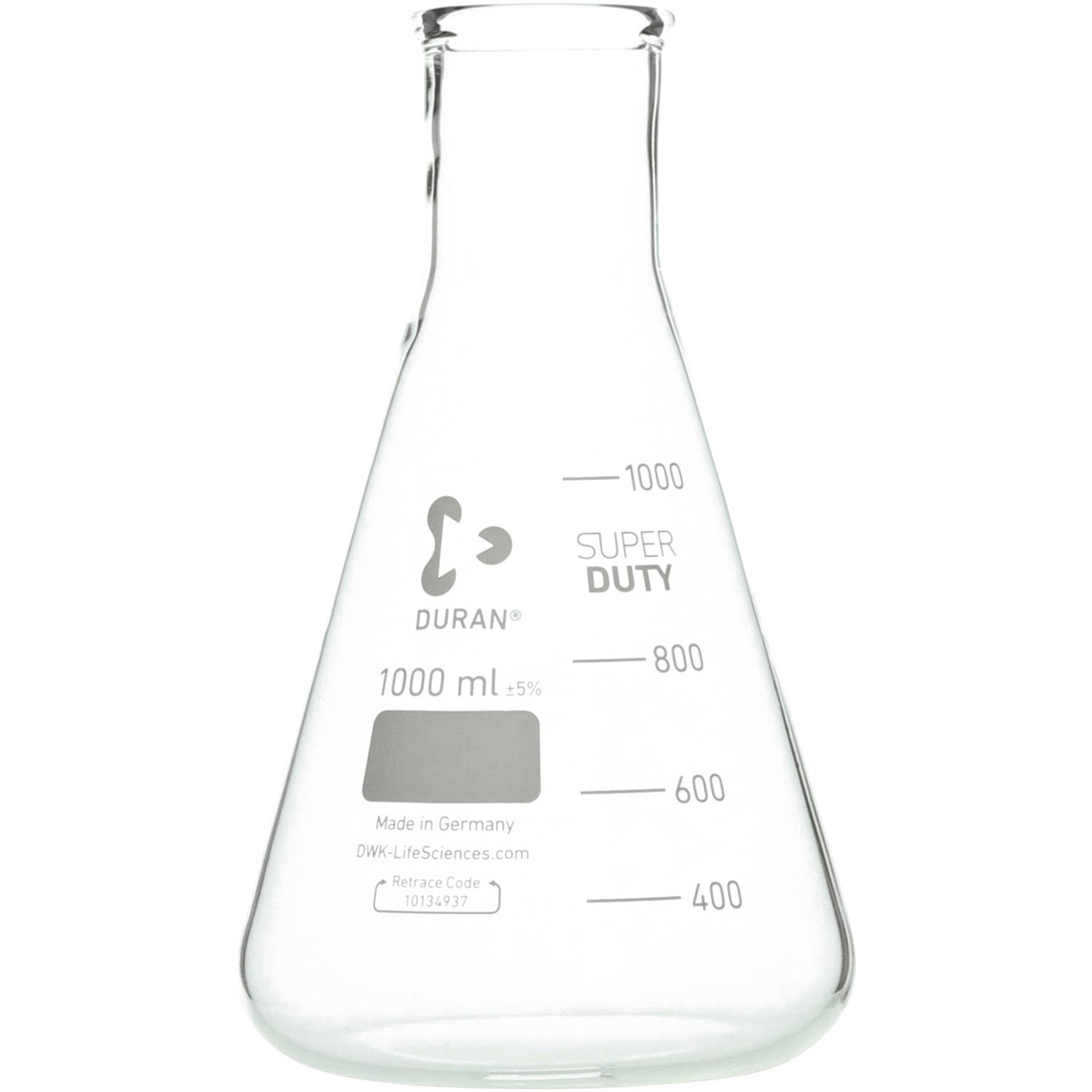010620-1000A スーパー肉厚三角フラスコ広口 DURAN 1000mL  1箱(10個)