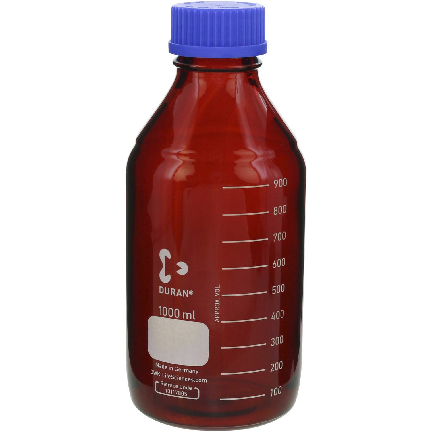 1000ml 目盛り耐熱ガラス瓶 青いキャップ 目盛り付き 10個セット