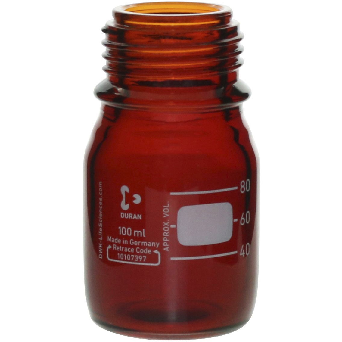 017210-1004A ねじ口びん(メジュームびん) 茶褐色 びんのみ DURAN 100mL  1箱(10個) 017210-1004A