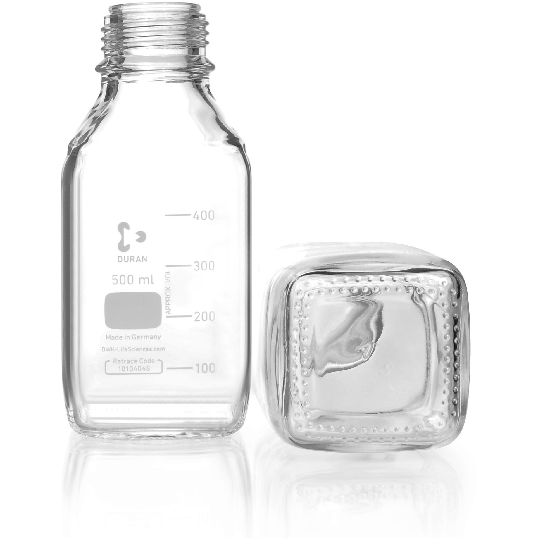 017230-5005A ねじ口角びん(メジュームびん) びんのみ DURAN 500mL  1箱(10個) 017230-5005A