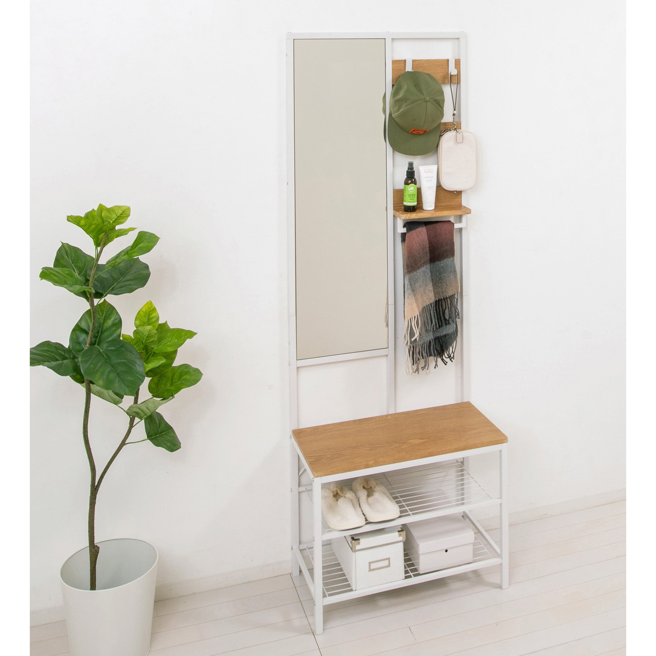 ミラー付ハンガーラック（ブラウン） ミラー付ハンガーラック | 株式会社クロシオ｜クロシオ