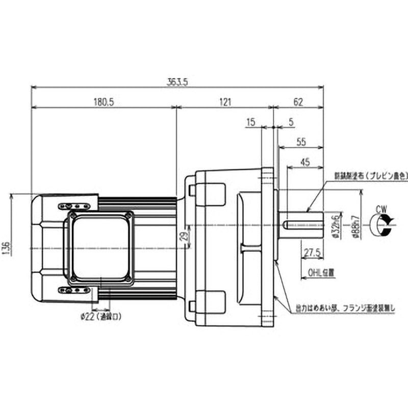 シグマー技研 シグマー　平行軸三相０．４Ｋｗブレーキ付脚取付形減速機 TMLB20430 □シグマー 平行軸三相0.4Kwブレーキ付脚取付形減速機 減速