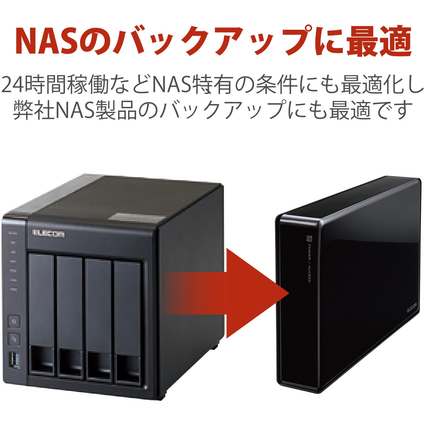 ELD-REN060UBK HDD (ハードディスク) 外付け USB3.0 3.5インチ WD Red搭載 エレコム 6TB  インターフェイスUSB3.0/2.0 ドライブ数1 ELD-REN060UBK - 【通販モノタロウ】