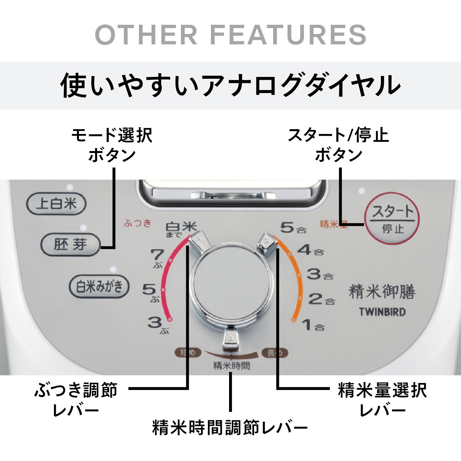 MR-E751W コンパクト精米器精米御膳 1台 ツインバード 【通販モノタロウ】