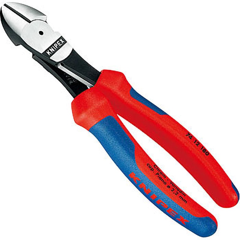 7412-180 バネ付強力型斜ニッパー 1丁 クニペックス(KNIPEX) 【通販