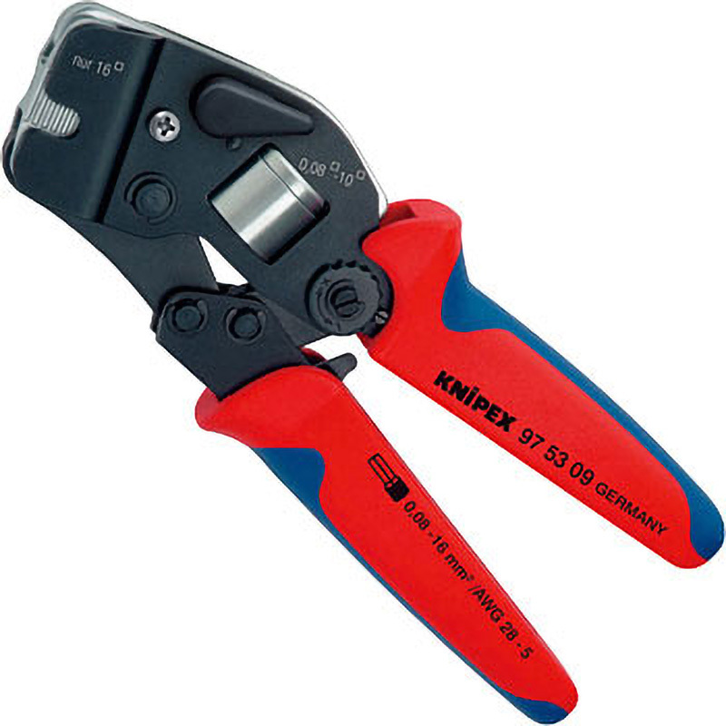 9753-09SB ワイヤーエンドスリーブ圧着ペンチ KNIPEX(クニペックス) 圧着範囲0.08-10+16mm<sup>2</sup>  9753-09SB