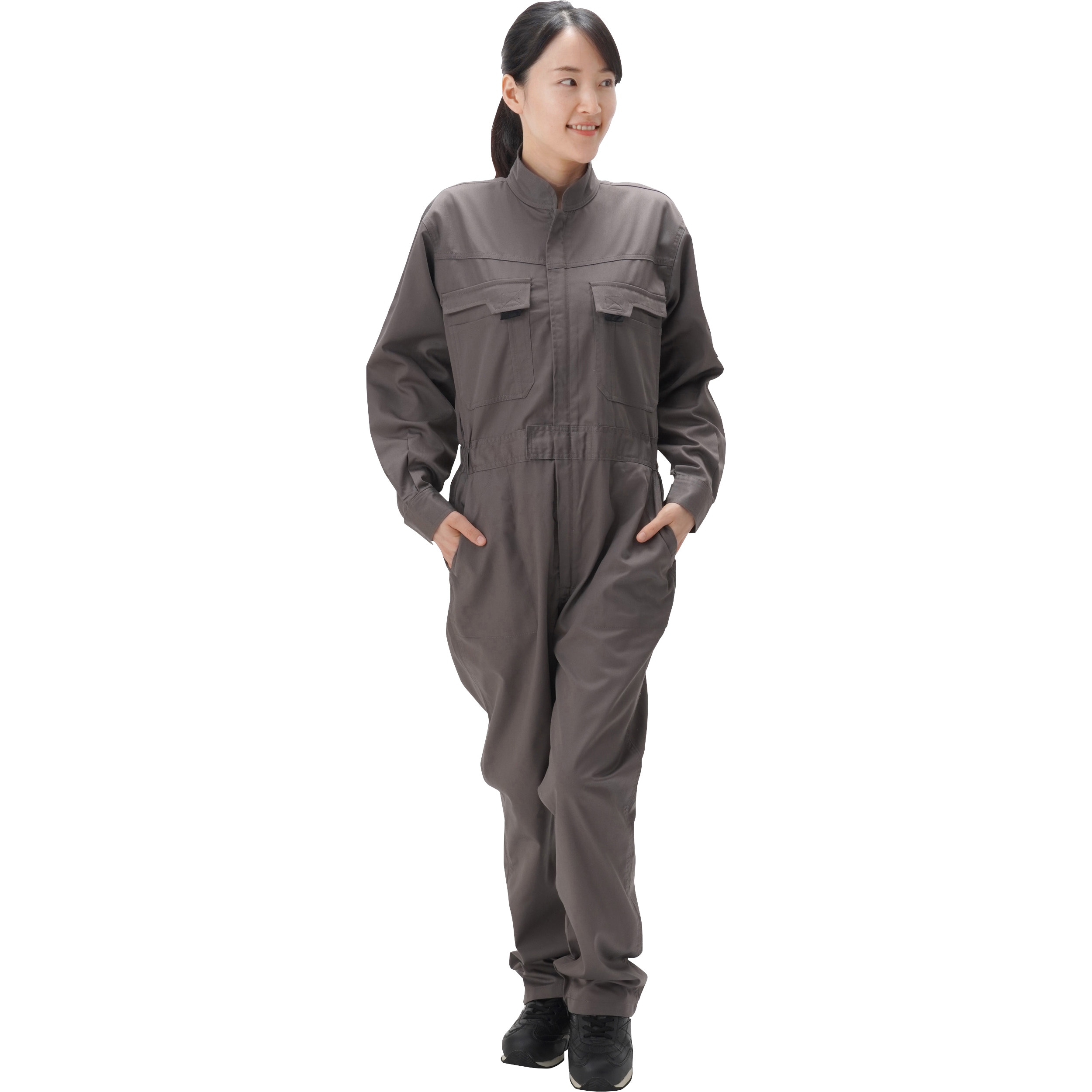 MT1000 ツナギ服 綿混 モノタロウ 長袖 グレー色 名入れ可 袖丈
