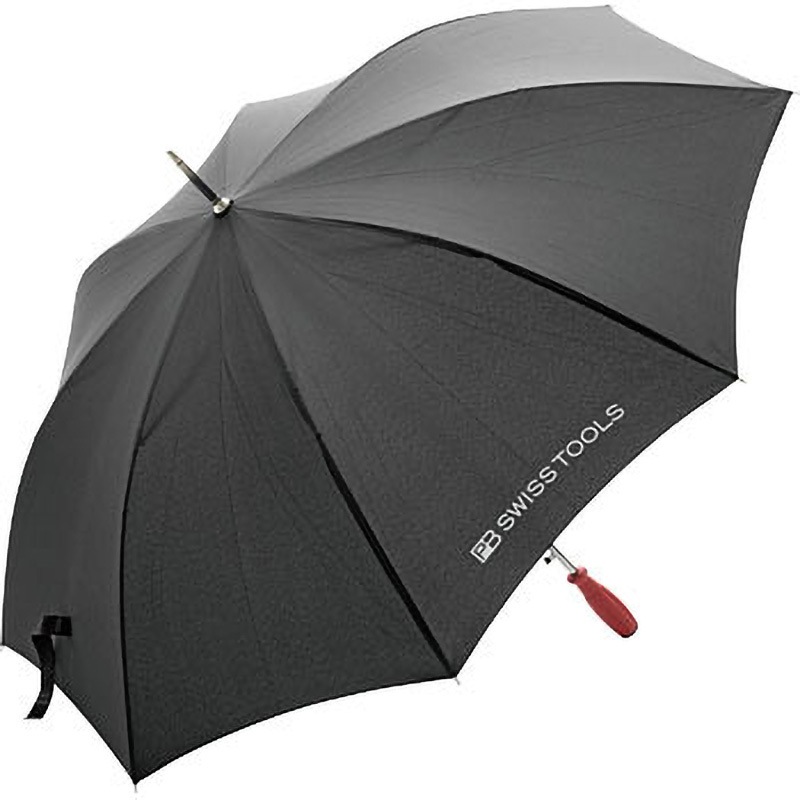 2710.BLACK アンブレラ PB SWISS TOOLS(ピービースイスツールズ) 長傘タイプ ワンタッチ式仕様 ブラック色 親骨長さ61cm 1本