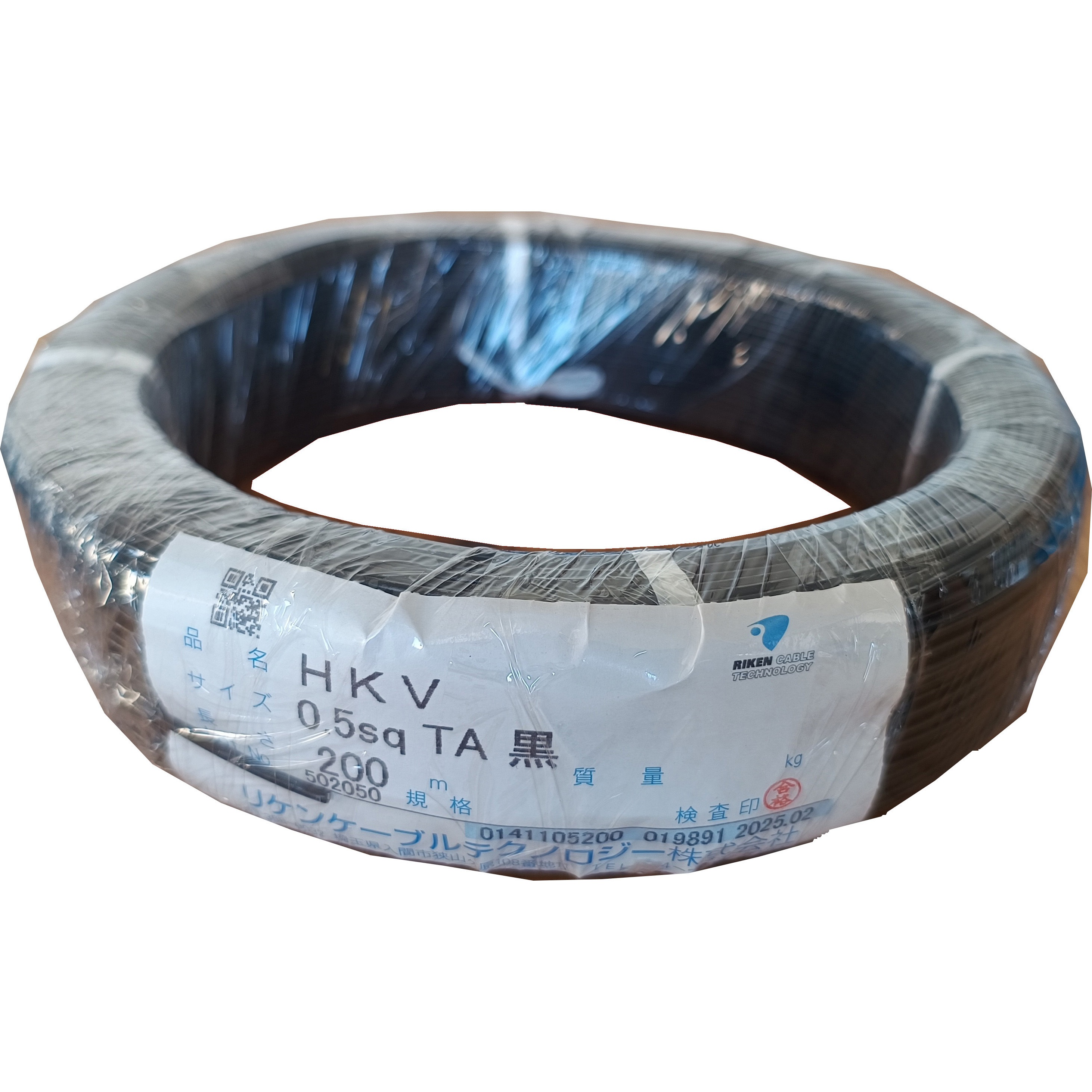 HKV 0.5SQ TA 黒 電子・通信機器用耐熱ビニル電線 リケンケーブルテクノロジー 黒色 長さ200m導体断面積0.5mm<sup>2</sup>