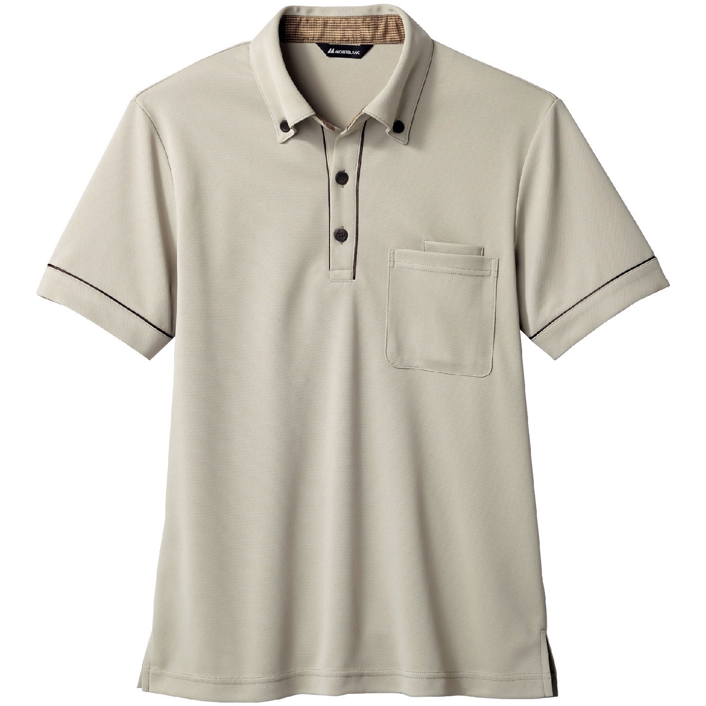 32-5007-S ニットシャツ 兼用 半袖 住商モンブラン ベージュ/ブラウン色 サイズS  32-5007-S