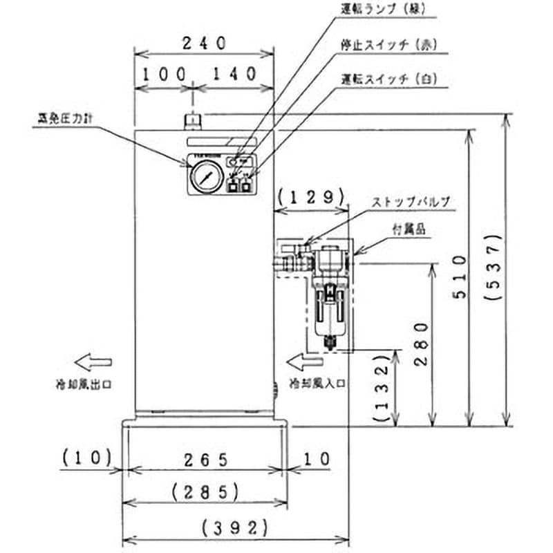 ベビコン用冷凍式エアードライヤー 強制空冷 適合エアコンプレッサ5.5～7.5kw HDN-25BF