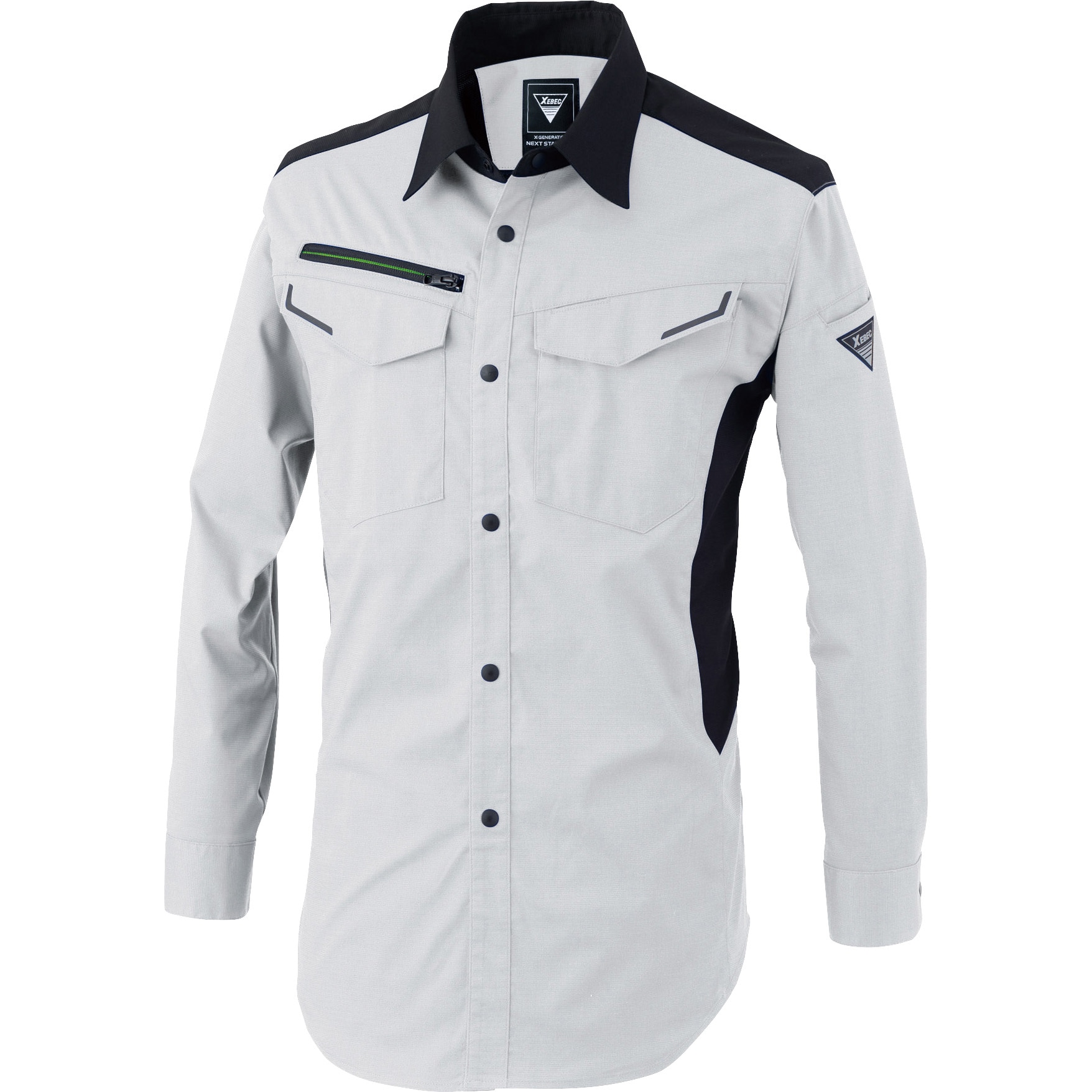 1533 1533 バイオエコTCストレッチナガソデシャツ ジーベック JIST8118適合商品・エコマーク 混率ポリエステル69%/綿31% シルバーグレー色 4L着丈84cm