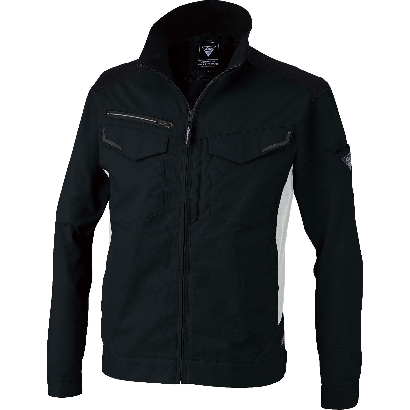 1534 1534 バイオエコTCストレッチナガソデブルゾン ジーベック JIST8118適合商品・エコマーク 混率ポリエステル69%/綿31% クロ色 L着丈65cm