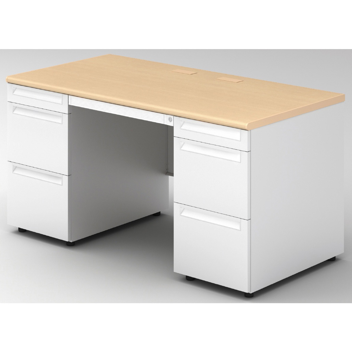 US-NS147AL-33 WM/W4 デスク US-2 両袖机(A-3段袖×A-3段袖)(組立サービスなし) プラス[家具] 奥行700mm