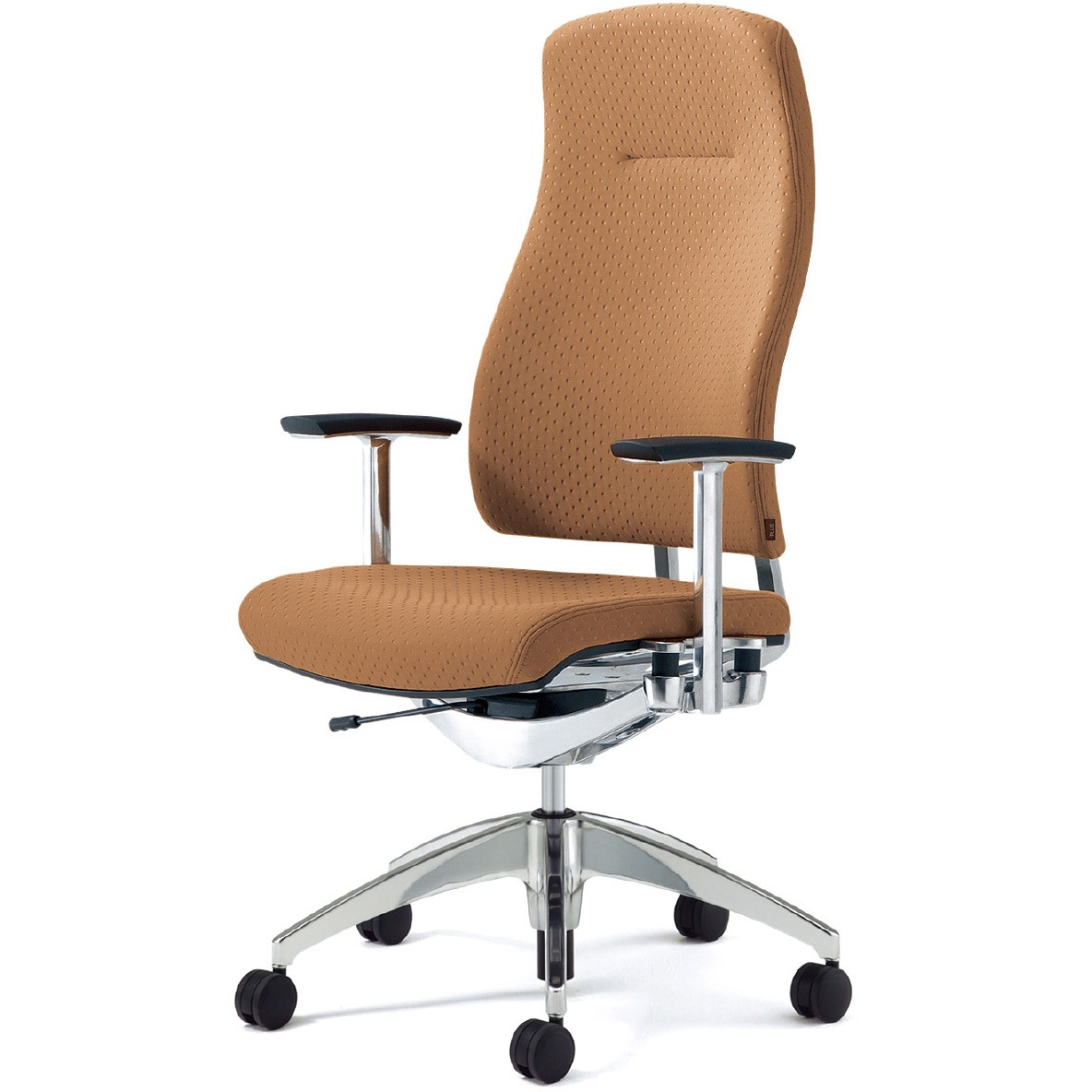 KB-RP61SPL BR チェア リオルガ ポルカドットクロス張り プラス[家具] ハイバック 肘付 ブラウン色   KB-RP61SPL BR