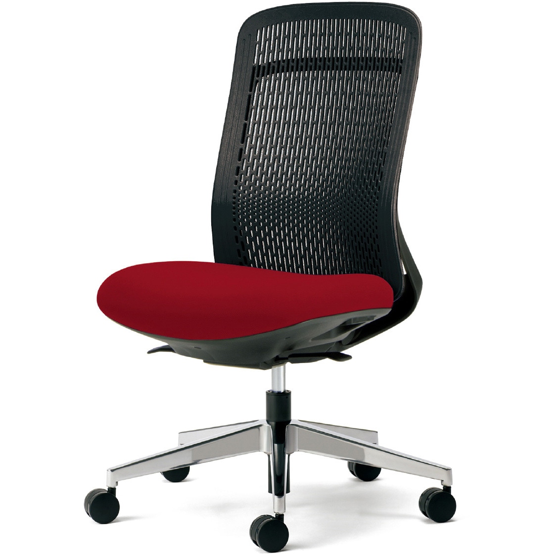 KC-TR63SEL RD チェア Try アルミ脚 ハイバック スモークブラックシェル(組立サービスなし) プラス[家具] 肘なし   KC-TR63SEL RD