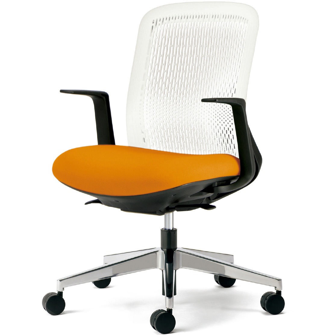 KB-TR52SEL OR チェア Try アルミ脚 ローバック ホワイトシェル(組立サービス付き) プラス[家具] 組立・設置・取付 L型肘(固定)   KB-TR52SEL OR