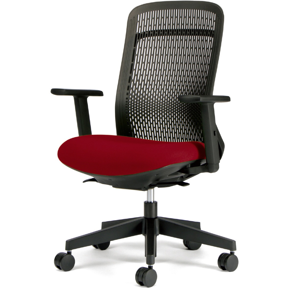 KD-TR61SEL RD チェア Try 樹脂脚 ハイバック スモークブラックシェル(組立サービスなし) プラス[家具] アジャスト肘   KD-TR61SEL RD