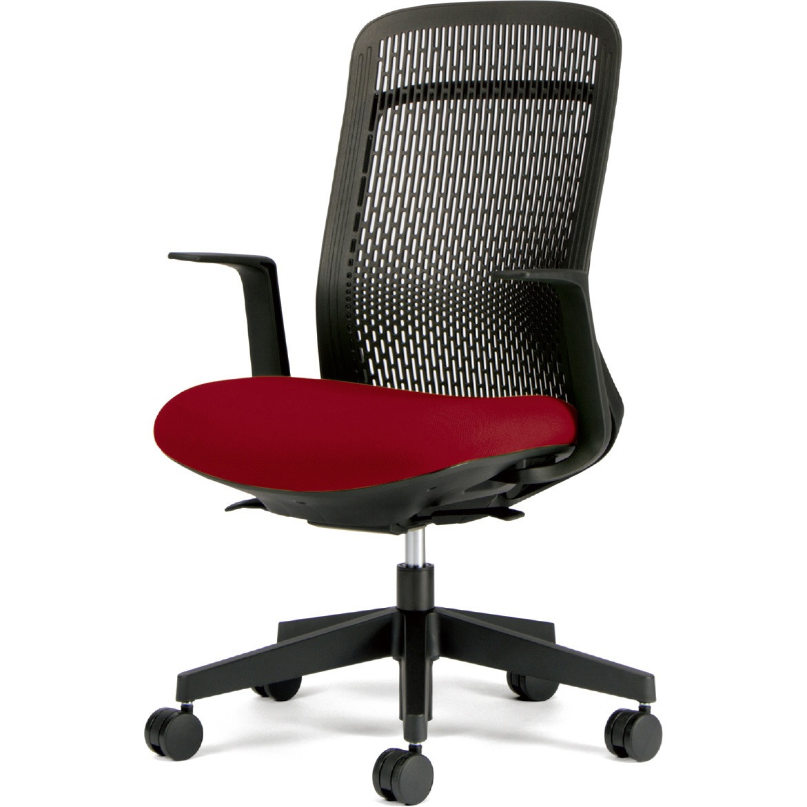 KB-TR61SEL RD チェア Try 樹脂脚 ハイバック スモークブラックシェル(組立サービスなし) プラス[家具] L型肘(固定)   KB-TR61SEL RD