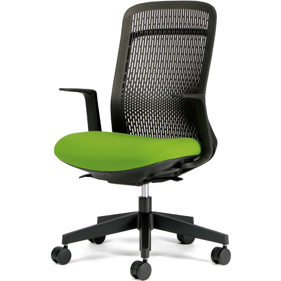 KB-TR61SEL YG チェア Try 樹脂脚 ハイバック スモークブラックシェル(組立サービスなし) プラス[家具] L型肘(固定)   KB-TR61SEL YG