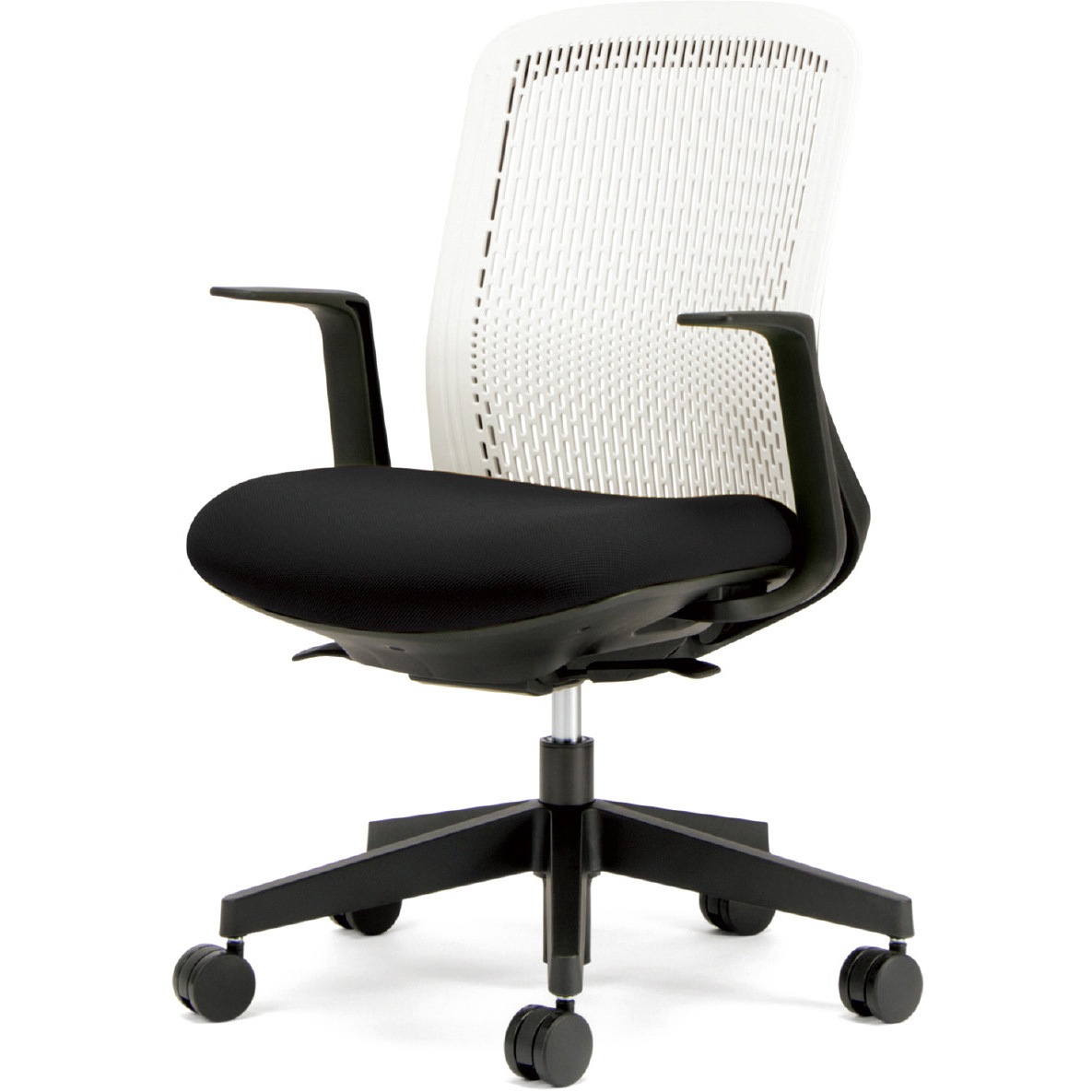 KB-TR50SEL BK チェア Try 樹脂脚 ローバック ホワイトシェル(組立サービスなし) プラス[家具] L型肘(固定)   KB-TR50SEL BK