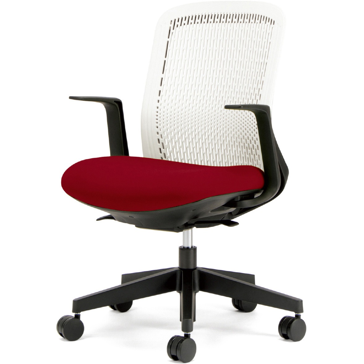 KB-TR50SEL RD チェア Try 樹脂脚 ローバック ホワイトシェル(組立サービスなし) プラス[家具] L型肘(固定)   KB-TR50SEL RD