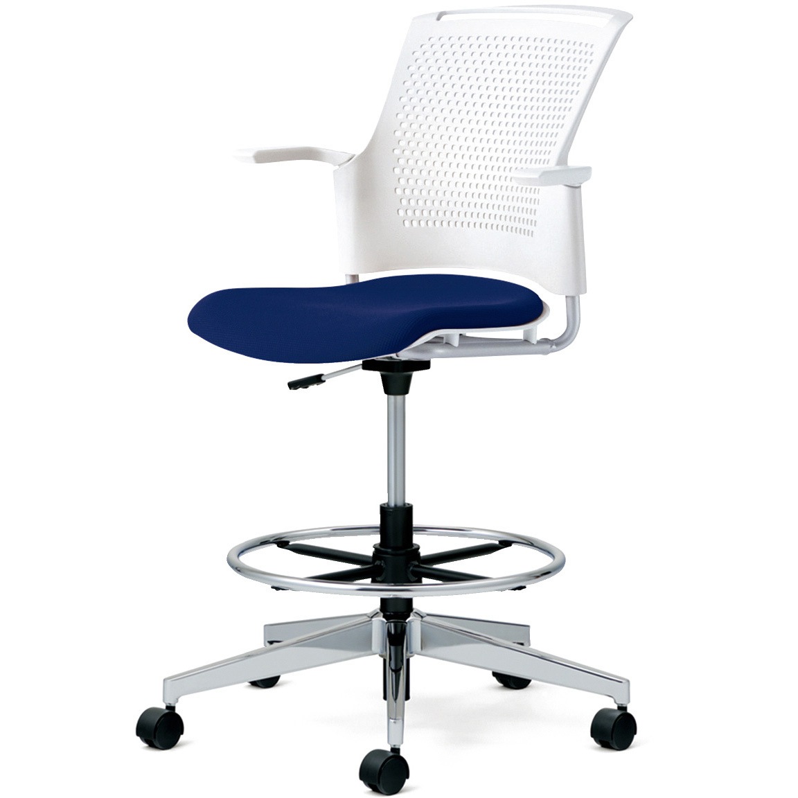 MB-W57SHL-2N NBL チェア チェダーC 回転脚ハイタイプ 背ヌード 肘付 1台 プラス[家具] 【通販モノタロウ】