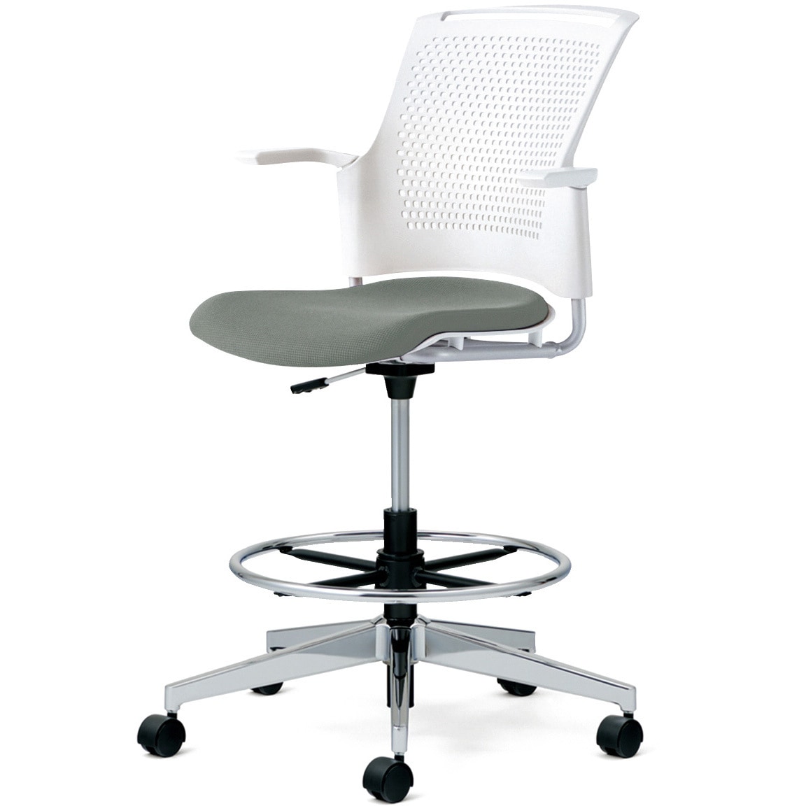 MB-W57SHL-2N CGY チェア チェダーC 回転脚ハイタイプ 背ヌード 肘付 1台 プラス[家具] 【通販モノタロウ】