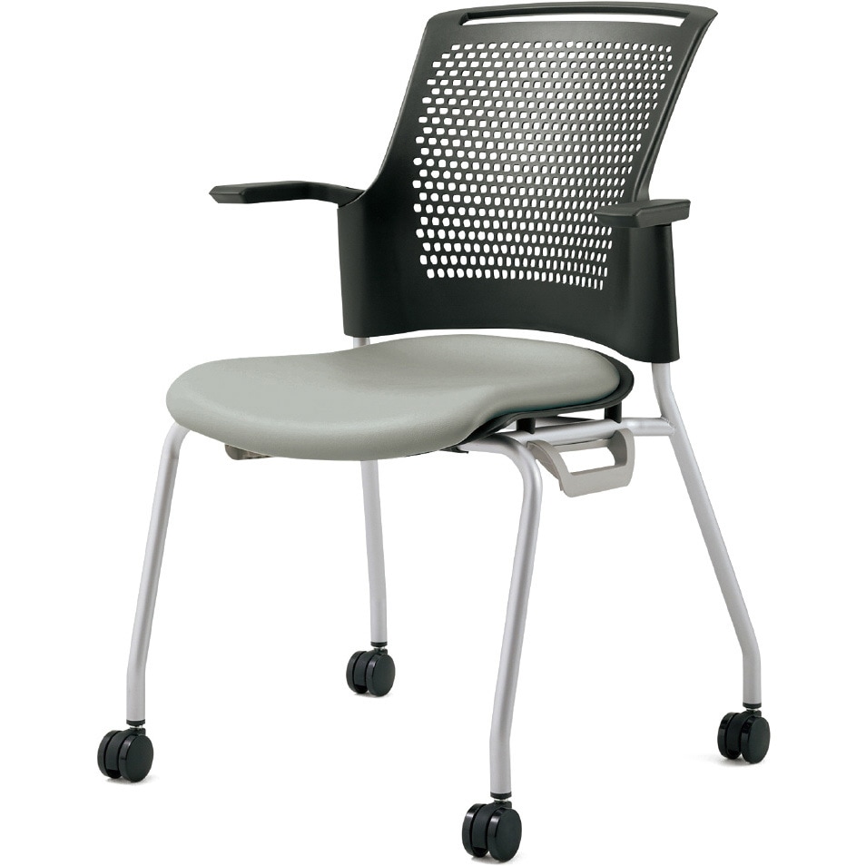 MB-W63NH LG チェア チェダーC ビニルレザー張り キャスター脚 背ヌード 肘付 1台 プラス[家具] 【通販モノタロウ】