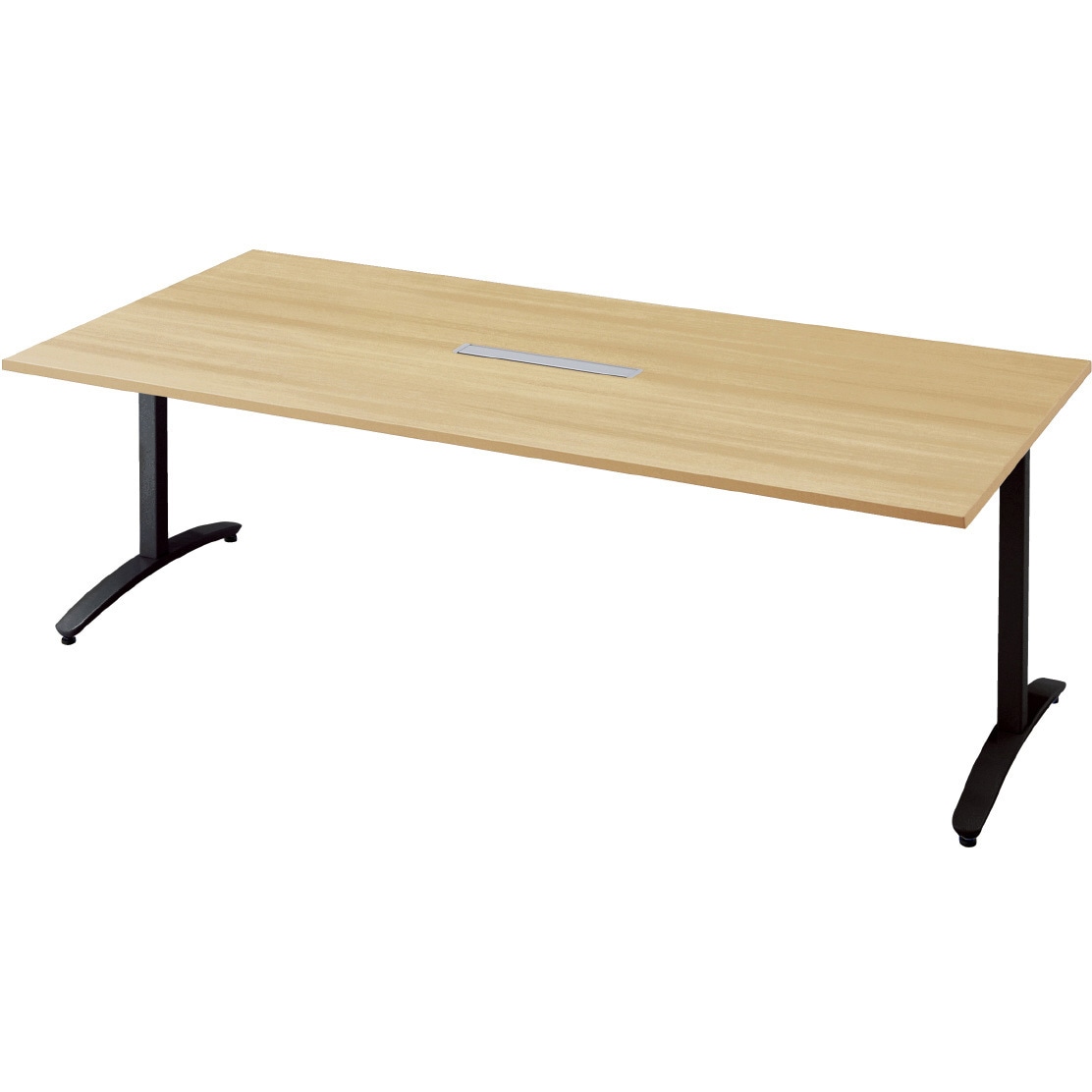 NN-2110TARH LW/BK 会議テーブル ロンナ T字脚アジャスタータイプ 配線口あり 長方形(組立サービス付き) プラス[家具] 組立・設置・取付 奥行1000mm