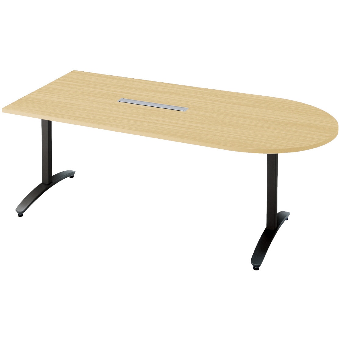 NN-1809TAUH LW/BK 会議テーブル ロンナ T字脚アジャスタータイプ 配線口あり U字形(組立サービス付き) プラス[家具] 組立・設置・取付 奥行900mm