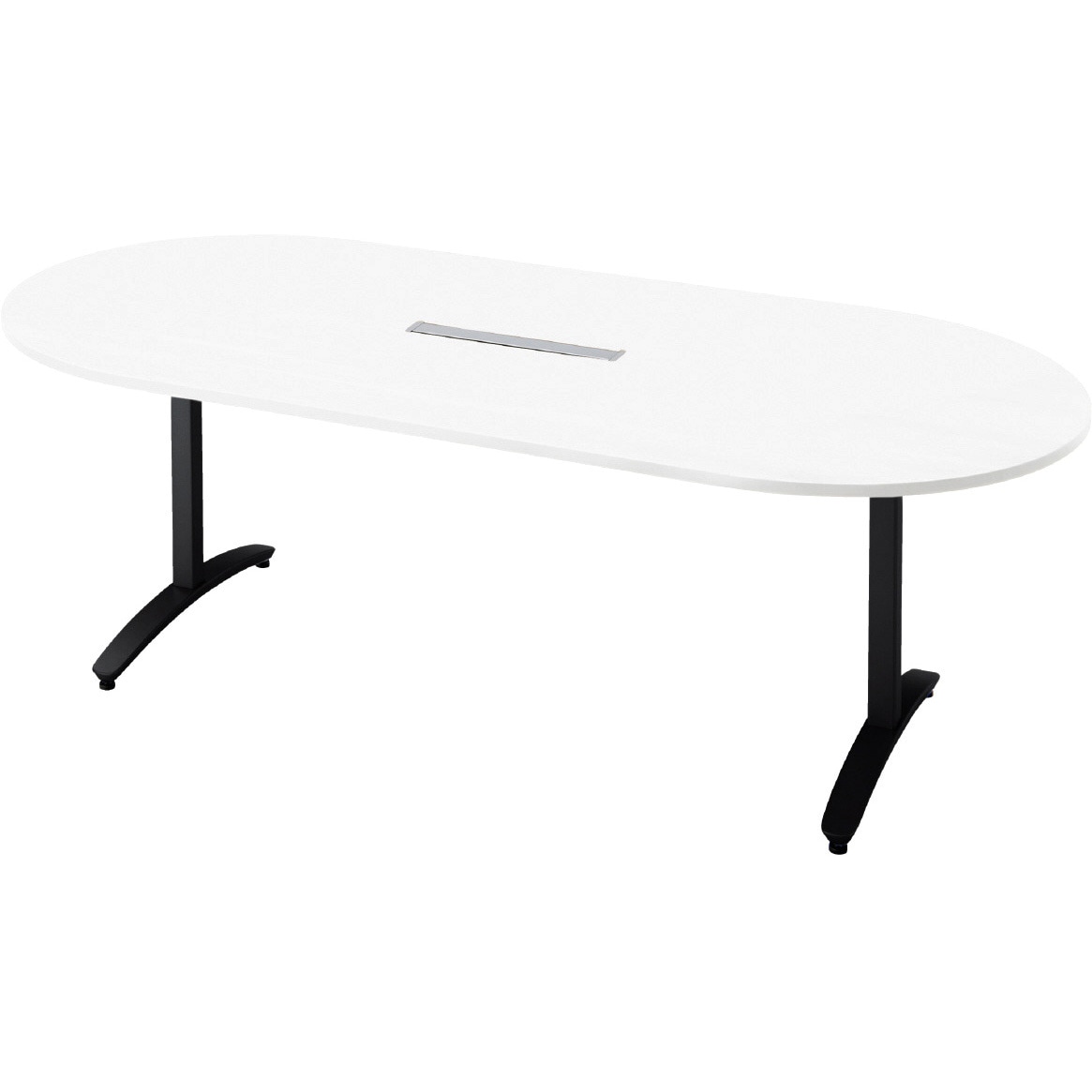 NN-2110TAOH W4/BK 会議テーブル ロンナ T字脚アジャスタータイプ 配線口あり 長円形(組立サービスなし) プラス[家具] 奥行1000mm